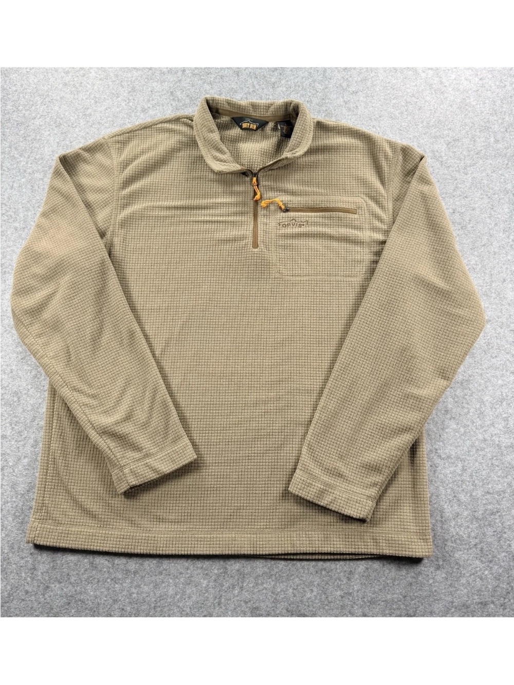 Orvis Trout Bum Pullover Mens Large Green 1/4 Zip Waffle Fleece Fishing Top